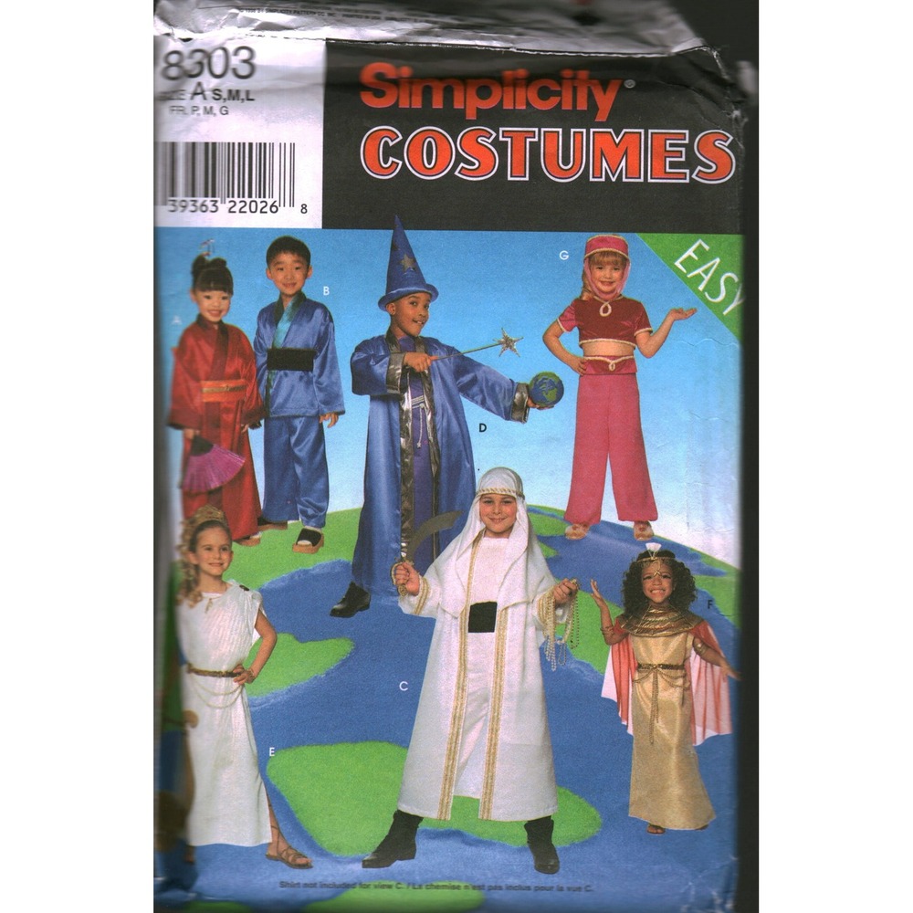 Simplicity 8303 Kids Costume Sewing Pattern Wizard Kimono Egyptian Genie Sz S-L